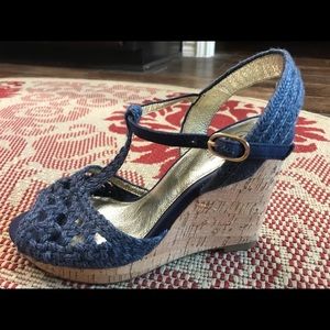 Adrianna Papell Navy Wedge Sandals